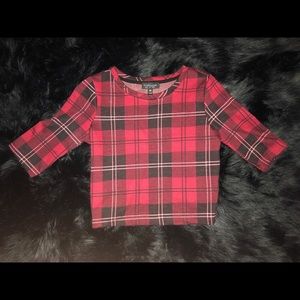 Topshop , cropped plaid shirt.
